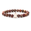 Natural Leopard Skin Jasper & Synthetic Turquoise Beads Stretch Bracelets for Men Women QO0012-4-1