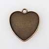 Vintage Tibetan Style Alloy Heart Pendant Cabochon Settings TIBEP-M018-145AB-NF-1