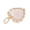 Natural Rose Quartz Pendants PALLOY-JF04775-01-4