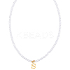 Imitation Pearl with Stainless Steel Pendants Necklaces NJEW-LP0001-51S-G-1