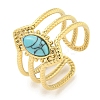 Ion Plating(IP) 304 Stainless Steel Synthetic Turquoise Cuff Rings G-Z056-03G-03-1