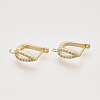 Brass Micro Pave Cubic Zirconia Hoop Earring Findings with Latch Back Closure LS-KK-T048-028G-NF-1