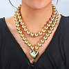 2Pcs 2 Styles Alloy Heart Pendant Necklaces Set NJEW-P319-02G-1
