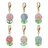 Hydrangea Acrylic & Glass Seed Beads Pendant Decorations HJEW-MZ00217-1