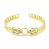 Snake Brass Micro Pave Clear Cubic Zirconia Cuff Bangles for Women BJEW-Z061-19G-2