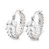 Leaf Brass Micro Pave Cubic Zirconia Hoop Earrings EJEW-P333-03P-4