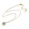 304 Stainless Steel Enamel Blue Evil Eye Flower Pendant Necklaces for Women NJEW-A064-02G-4