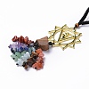 Natural Raw Tiger Eye & Mixed Stone Chips Tassel Pendant Decorations HJEW-P014-01G-06-2