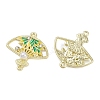 Alloy Green & Yellow Enamel Fan Connector Charms FIND-M079-07B-G-2