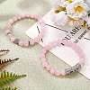 2Pcs 2 Style Natural Rose Quartz Stretch Bracelets Set BJEW-SW00095-4