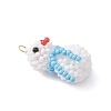 Glass Seed Beaded Snowman Pendants PALLOY-MZ01007-04-3