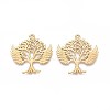 304 Stainless Steel Hollow Tree of Life with Angel Wings Pendants STAS-T067-39G-1