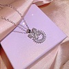 Bowknot & Ring Alloy Clear Cubic Zirconia Pendant Necklace & Stud Earring & Cuff Ring Sets FS-WG09EB0-01-3