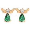 Rack Plating Brass Cubic Zirconia Stud Earrings EJEW-M090-07G-2