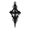 Jet Rhinestone Cross Pendant with Black Enamel ENAM-WH0001-06EB-01-2