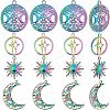 16Pcs 4 Style Rainbow Color Alloy Pendants PALLOY-FH0001-82-1