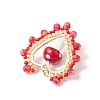 Mushroom Handmade Lampwork with Grade A Round Glass Seed Beads and Rack Plating Alloy Open Back Bezel Pendants and Electroplate Glass Beads Pendants PALLOY-MZ00689-4