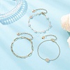 304 Stainless Steel Heart & Natural Morganite Nuggets Link Chain 3 Layer Stackable Necklaces BJEW-JB12459-03-1