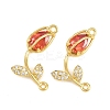 Rack Plating Brass Micro Pave Clear Cubic Zirconia Flower Connertor Charms KK-Z043-03G-1