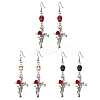 3 Pairs 3 Colors Hallowmas Alloy Dyed Synthetic Turquoise Dangle Earrings EJEW-JE06484-3