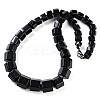Natural Dyed & Heated Black Agate Hexagon Prism Graduated Beaded Necklaces for Women Men NJEW-K388-03J-1