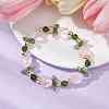 Heart Flower Dyed Natural TaiWan Jade & Acrylic Stretch Bracelet BJEW-JB09908-02-3