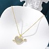 Brass Micro Pave Clear Cubic Zirconia Arrow Heart Pendant Necklaces for Women NJEW-M088-01G-03-4