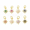Rack Plating Brass Micro Pave Cubic Zirconia Pendants KK-H428-09G-1
