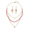 Rondelle 304 Stainless Steel & Glass Beaded Layered Necklace and Earring Set Set for Women SJEW-JS01384-5