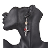 3 Pairs 3 Colors Hallowmas Alloy Dyed Synthetic Turquoise Dangle Earrings EJEW-JE06484-2
