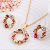 Ring Alloy Rhinestone Pendant Necklace & Stud Earrings Sets WG4EA96-02-1