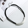 Alloy Curved Tube Pendant Black Cord Multi-strand Necklaces for Women FS-WGCA1C9-01-2