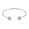 304 Stainless Steel Cuff Blank Bangle Bases with Flat Round Tray STAS-Z088-02P-2