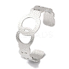 Non-Tarnish 304 Stainless Steel Textured Ring Open Cuff Bangles for Women BJEW-I315-03P-1