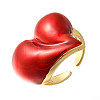 Brass Enamel Cuff Rings for Women RJEW-B114-01G-4