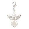 Plastic Pearl Heart Angel Pendant Decorations HJEW-JM03579-02-2
