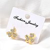 Clover Brass Hoop Earrings EJEW-S256-05G-2