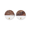 Opaque Resin & Walnut Wood Stud Earring Findings MAK-N032-008A-B06-4