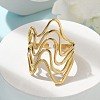 Ion Plating(IP) 304 Stainless Steel Wave Open Cuff Ring for Women RJEW-M025-01G-2