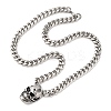 304 Stainless Steel Skull Pendant Cuban Link Chain Necklaces NJEW-C099-06AS-4