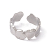 Non-Tarnish 304 Stainless Steel Heart Wrap Open Cuff Ring for Women RJEW-C045-15P-2