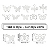 200Pcs 10 Styles 201 Stainless Steel Charms STAS-SC0002-87-2