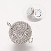 Brass Micro Pave Cubic Zirconia Magnetic Clasps ZIRC-G097-04-2