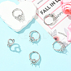 6Pcs Adjustable Brass Micro Pave Clear Cubic Zirconia Finger Ring Components ZIRC-BBC0003-43-5