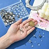 160Pcs 4 Styles Flat Round 304 Stainless Steel Stud Earring Settings with Transparent Glass Cabochons with 304 Stainless Steel Ear Nuts with Plastic Ear Nuts FIND-YW0005-37-4