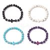 4Pcs 4 Colors Synthetic Turquoise Beaded Stretch Bracelets for Women BJEW-JB12288-2