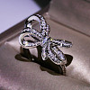 Bowknot Alloy with Crystal Rhinestone Finger Rings for Women FS-WG361F1-02-3