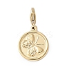 304 Stainless Steel Rhinestone Flat Round with Butterfly Pendant Decoration STAS-S165-25G-1