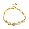 Brass Micro Pave Clear Cubic Zirconia Link Bracelets BJEW-U020-21G-4