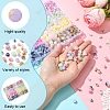 648Pcs 24 Styles Frosted Baking Paint Crackle Glass Beads with Glitter Powder DGLA-FS0001-12-2